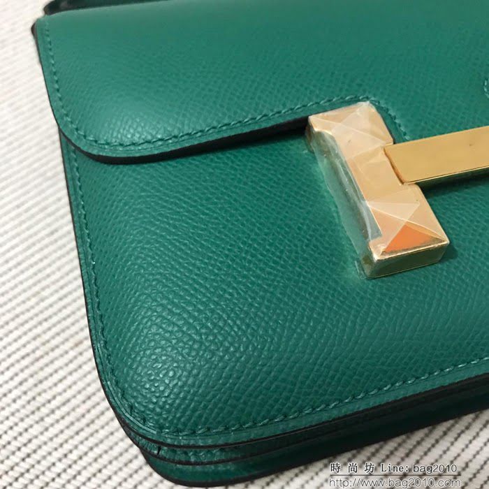 HERMES愛馬仕 H空姐包 進口原廠EP皮 頂級蜜蠟製作 街拍必備單品 墨綠金銀 單肩斜挎包  Ama1556